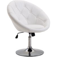 HOMCOM Tabouret de travail Tabouret pivotant Chaise de bureau réglable en hauteur, simili cuir + acier, noir/blanc, 71x59x78-90cm (Blanc)