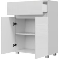 Kleankin Badezimmerschrank auf Standbein, 2 Türen 1 Schublade, verstellbares Regal, weiß lackiert, 60B x 30T x 80H cm Aosom