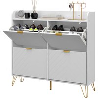 HOMCOM HOMCOM Schuhschrank 4 abklappbare, Schuhaufbewahrungsschrank, mit verstellbarem Regal, Schuhaufbewahrung, großer Kapazität für Flur, Eingang, 106 x 24 x 102 cm, weiß Aosom