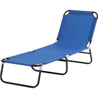 Outsunny Chaise longue avec dossier réglable sur 5 positions, séchage rapide, cadre en métal, 190 x 56 x 28 cm, Bleu