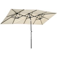Outsunny Grand parasol, réglable en hauteur, inclinable, 150x295x170-214 cm, Crème