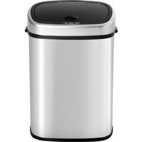 HOMCOM Poubelle Automatique avec Capteur Infrarouge 48L Argent L40,5 x l29,5 x H57 cm