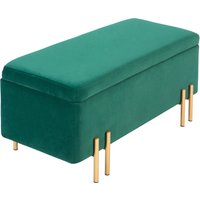 HOMCOM Banquette, Banquette rembourrée avec espace de rangement, Métal, Bois de caoutchouc, Mousse, 100 x 40 x 42 cm, Vert