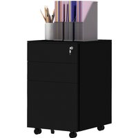 Vinsetto Rollcontainer Aktenschrank, 3 Schubladen, verrouillable, mobile, 37 cm x 43,5 cm x 60 cm, Noir