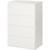 HOMCOM Commode Sideboard avec 4 tiroirs, 55 cm x 33 cm x 80 cm, Blanc