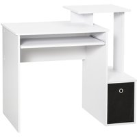 HOMCOM Computertisch Multimedia Regale Tablett Tastaturfach Schwarz Spanplatten Weiß Aosom