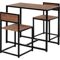 HOMCOM Ensemble de table haute 3 pièces Ensemble de bar 3 pièces, 2 chaises, 1 table, 90 cm x 47 cm x 76 cm, Marron + Noir
