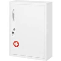 kleankin Armoire à pharmacie, 3 compartiments, verrouillable, avec compartiment pour ordonnances, boîtier robuste en acier, blanc, 40 x 15 x 53,5 cm