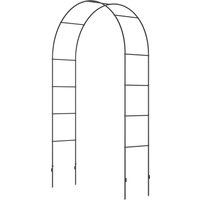 Outsunny Arche de jardin, arche à rosiers, arche grimpante, treillis métallique, noir, 1,40 x 0,40 x 2,40 m