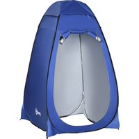 Outsunny Tente de toilette pop-up, tente de douche mobile pour camping, cabine d'essayage avec compartiment intérieur, cabine de douche, cabine d'essayage, imperméable, polyester, bleu foncé, 120 x 120 x 190 cm