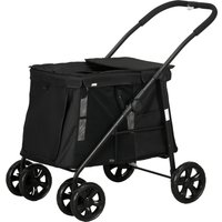 PawHut Poussette pour Chiens incl. Coussin, 3 Poches Latérales, pliable, chariot pour chiens, 102 cm x 62 cm x 105 cm, Noir