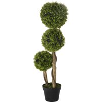HOMCOM Buis Artificiel, Plante Artificielle, Aspect Réaliste, Extérieur, Vert + Noir