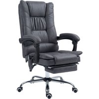 Vinsetto Chaise de bureau de massage avec fonction de massage, y compris repose-pieds, réglable en hauteur, 64 cm x 70 cm x 118 cm, Gris foncé