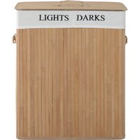 HOMCOM Panier à Linge Boîte à Linge Sac à Linge avec Sac à Linge Lavable avec Couvercle Poignées Toile + Bambou Naturel 100L 52 x 32 x 63 cm