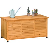 Outsunny Coffre de jardin, Coffre à coussins, Coffre de rangement, Coffre de jardin, résistant aux intempéries, Bois massif, 127x56x60cm Jaune