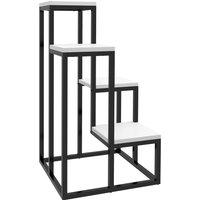 Outsunny Étagère à fleurs, 4 étages, intérieur & extérieur, structure métallique, 34L x 34l x 70H cm, Noir+Blanc