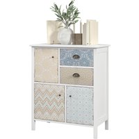 HOMCOM Sideboard, Commode Shabby Chic, 2 Tiroirs, 3 Compartiments, Bois de pin, 68x34x80cm, Blanc