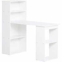 HOMCOM Bureau Bureau d'ordinateur, 2 Étagères, 5 Étagères, 120 cm x 55 cm x 120 cm, Blanc