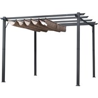 Outsunny Pergola Pavillon Terrassenüberdachung avec Toit Coulissant Jardin Aluminium Gris Charbon+Marron Café 3x3x2,23 m