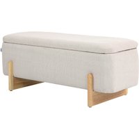 HOMCOM Tabouret avec espace de rangement, banc rembourré en mousse, imitation lin, 111 x 44 x 44,5 cm, Crème