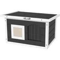 PawHut Maison pour chat, refuge pour chats et lapins, maison en bois avec grattoir, porte battante, 61 x 45 x 36,5 cm, Gris