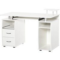HOMCOM Computertisch Multimedia Mehrzweck Aufbewahrung 120L x 55B x 85H cm in weißem Holz Aosom