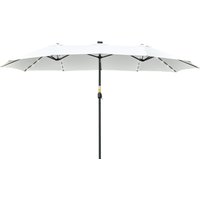 Outsunny Parasol LED Solaire 4,5m Parasol Double Jardin Parasol de marché Parasol de terrasse Ovale Noir+Blanc Crème