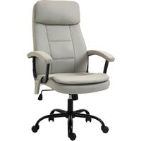 Vinsetto Chaise de Bureau Massage siège de Bureau de Direction réglable Chaise de Gaming avec Fonction de Massage, Fauteuil de Bureau Ergonomique de Massage pour Lombaire Sensation de Lin Beige 63 x 70 x 112-121 cm