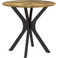 HOMCOM Table de cuisine pour 2 personnes, ronde, cadre en acier revêtu de poudre, Ø78 cm, Marron Rustique