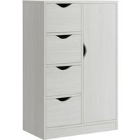 HOMCOM Aufbewahrungsschrank Sideboard Kommode modern 1 Schrank und 4 Schubladen - aus Holz - für Wohnzimmer, Küche, Eingangsbereich, Esszimmer - weiß Aosom