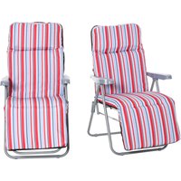 Outsunny Ensemble de 2 chaises longues pliables avec coussin Chaise longue inclinable sur 5 niveaux Mobilier de jardin en acier polyester Rouge 60 x 75 x 65-102 cm