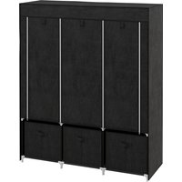 HOMCOM Armoire en tissu non tissé, Armoire pliante, incl. 3 tiroirs, 125 cm x 43 cm x 162,5 cm, Noir