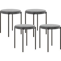 HOMCOM Ensemble de 4 tabourets de cuisine, empilables, style velours, jusqu'à 100 kg, cadre en acier, 41,5 x 41,5 x 46 cm, Gris foncé