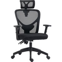 Vinsetto Bürostuhl, Bürostuhl, verstellbare Kopfstütze und Armlehnen, neigbare ergonomische Rückenlehne, höhenverstellbarer Sitz, drehbar, atmungsaktives Mesh-Gewebe, Schwarz Aosom