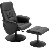 HOMCOM Relaxsessel mit Fußhocker Relaxsessel Schwenkersessel 360° drehbar und verstellbarem Rückenlehne TV-Sessel für bis zu 120 kg Kunstleder Metall Schwarz Aosom