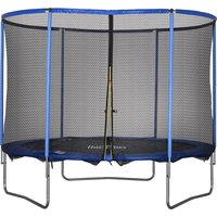 HOMCOM Trampoline de fitness avec filet de sécurité pour intérieur & extérieur, pour enfants & adultes, Acier Bleu+Noir jusqu'à 113,6 kg Ø305x248H cm