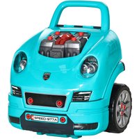 HOMCOM LKW Mechaniker 2 in 1 - Kinder Bastelset - Mechaniker Nachahmungsspiel - zahlreiche Zubehörteile insgesamt 61 Teile - Sound- und Lichteffekte - Blau Aosom