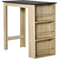HOMCOM Bartisch hoher Küchentisch Stehtisch - Maße 112L x 57B x 106H cm - 3 Regale - Eiche Schwarz Optik Aosom
