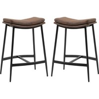 HOMCOM Set mit 2 Barhockern Hochtischstühle mit Fußstütze aus Stahl Industriestil geschwungene Sitzfläche 485 x 385 x 685 cm Braun Schwarz Aosom