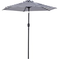 Outsunny Parasol de Jardin pour Terrasse en Acier à l'Extérieur Rayures Bleues Ø230 x 216 cm