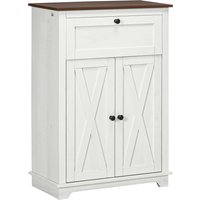HOMCOM Aufbewahrungsschrank Buffet mit 2 Türen, höhenverstellbarem Regal und 1 Schublade, im Landhausstil, Maße 60B x 30T x 87,5H cm, Wohnzimmer, Weiß Aosom