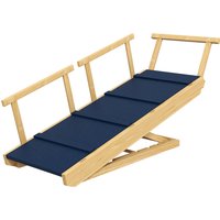 PawHut Rampe pour Chiens, Réglable en Hauteur, Pliable, avec Garde-Corps, pour Chiens jusqu'à 40kg, Cadre en Bois, 85 x 40 x 78,5 cm, Noir