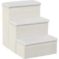 PawHut 3-Step Foldable Pet Steps Pet Stairs with Fleece Cover and Storage | Aosom Ireland