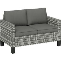 Outsunny Two-Seater Rattan Outdoor Sofa - Light Grey | Aosom Ireland