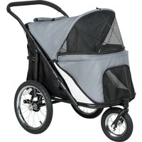 PawHut 3-Wheel Dog Stroller with Easy Fold, Storage Bag, Soft Cushion, Safety Leash, Grey | Aosom Ireland