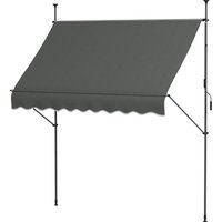 Outsunny Store banne autoportant manuel rétractable 2,5 x 1,2 x 2,1-3 m inclinaison réglable métal alu polyester gris foncé