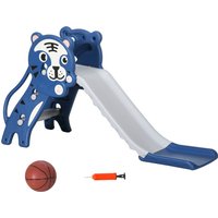 AIYAPLAY Toboggan pour enfants, toboggan intérieur pour enfants, avec panier de basket, thème tigre, de 18 à 36 mois, bleu