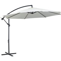 Outsunny Parasol déporté octogonal inclinable manivelle avec pied en acier Ø 3 x 2,5H m crème