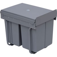 HOMCOM Pattumiera Estraibile per Raccolta Differenziata 3 Contenitori Capacità Totale 40L Design Compatto 48x34.2x41.8cm Colore Grigio Aosom
