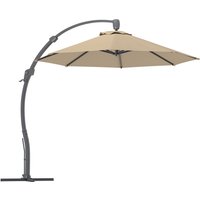 3 Garden Cantilever Parasol Round Overhanging Umbrella Crank Handle Cross Base Aluminium Frame 360° Rotation Banana Patio Umbrella Outdoor Sun Shade